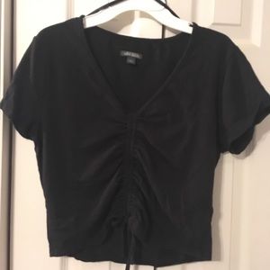 Ruched Black Crop